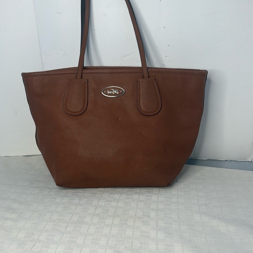 Coach Taxi Crossgrain Leather Tote Saddle Brown